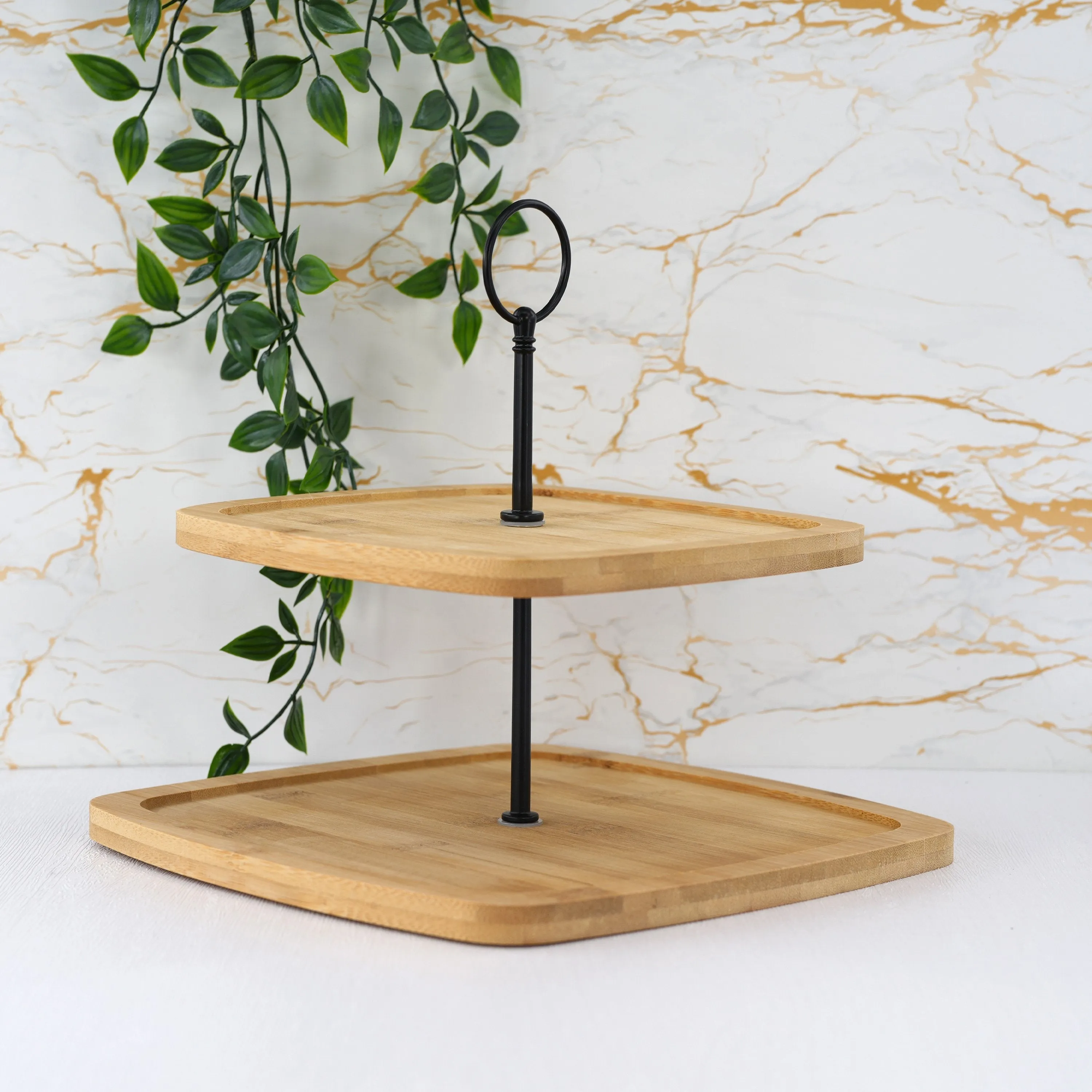 2 Tier Wooden Serving Stand