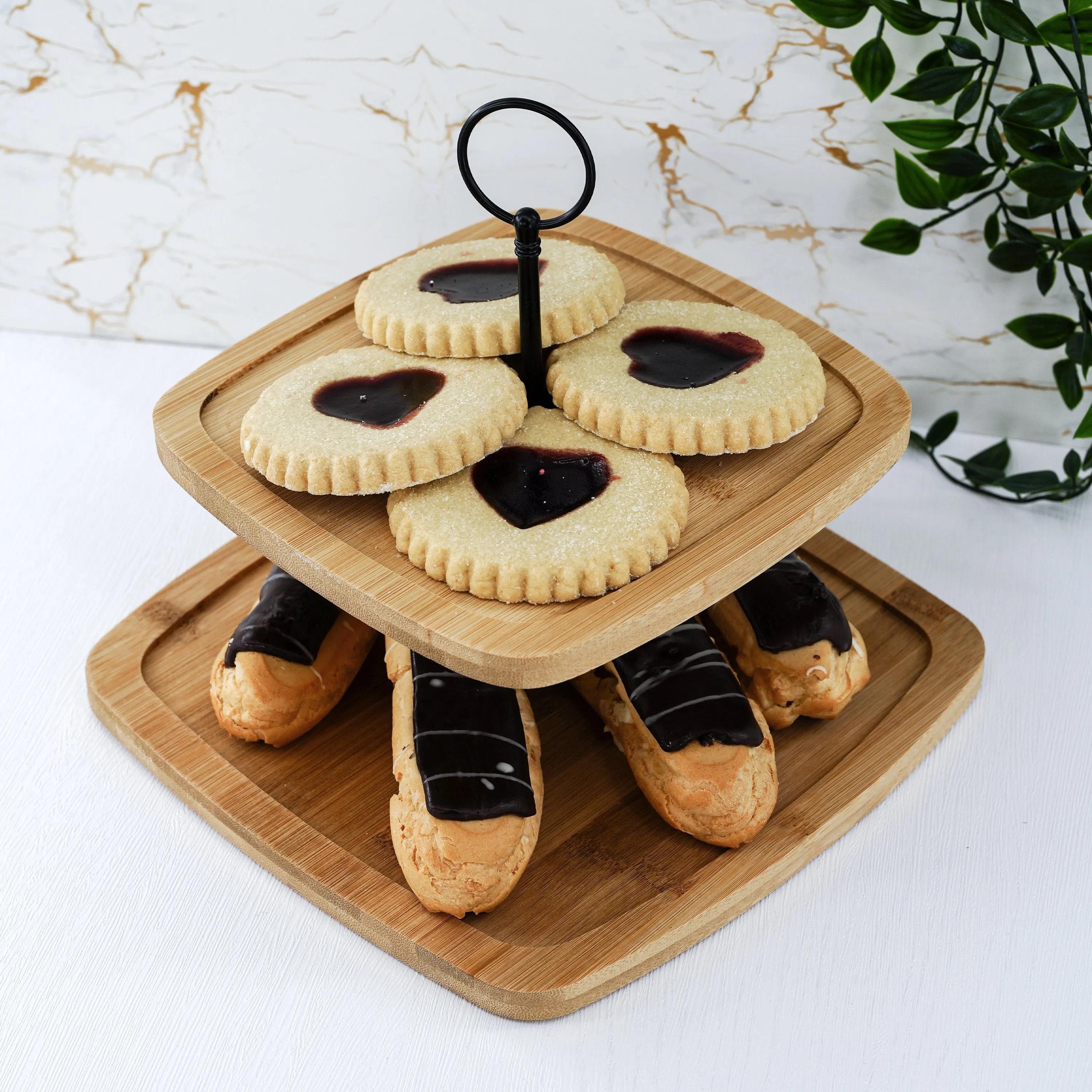 2 Tier Wooden Serving Stand