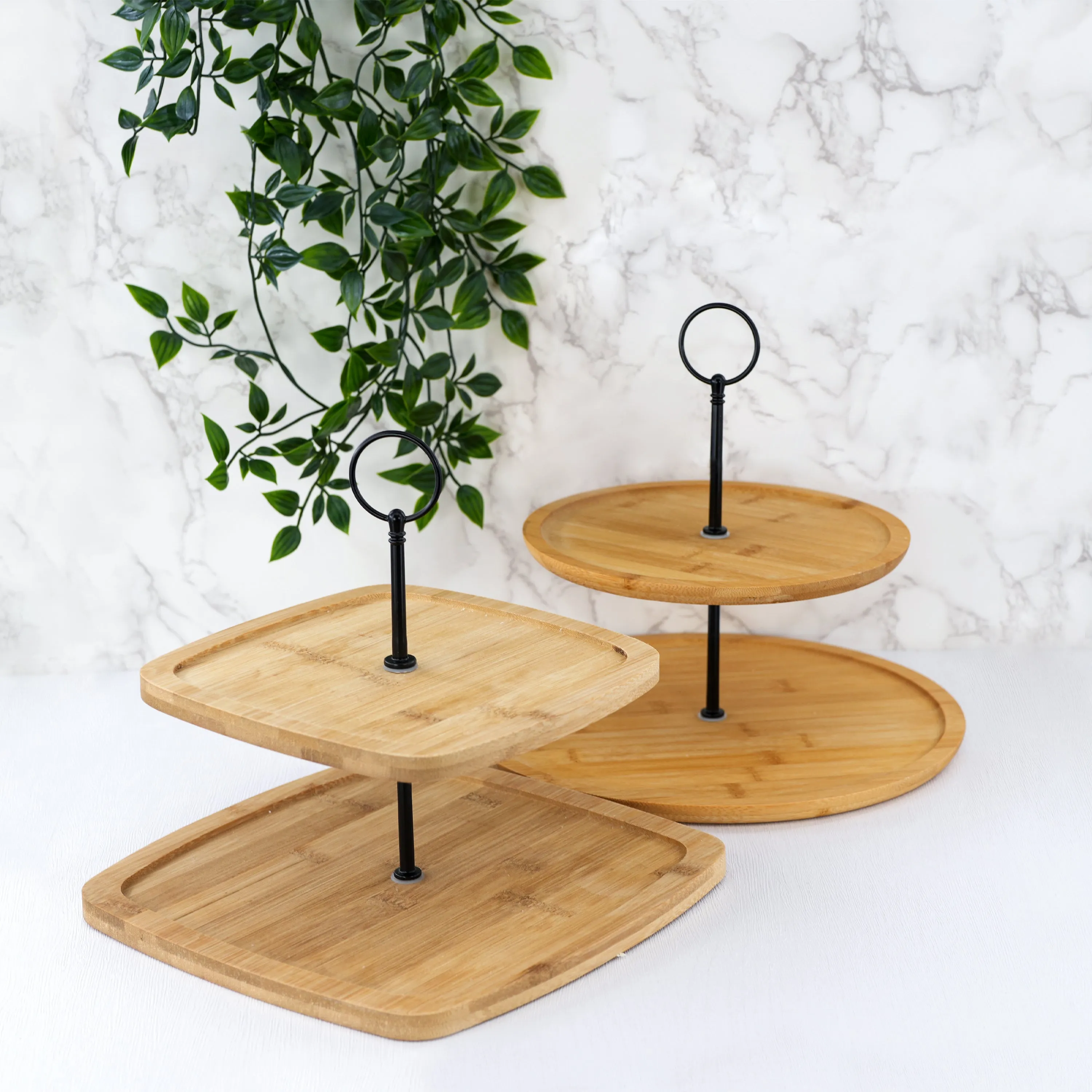 2 Tier Wooden Serving Stand