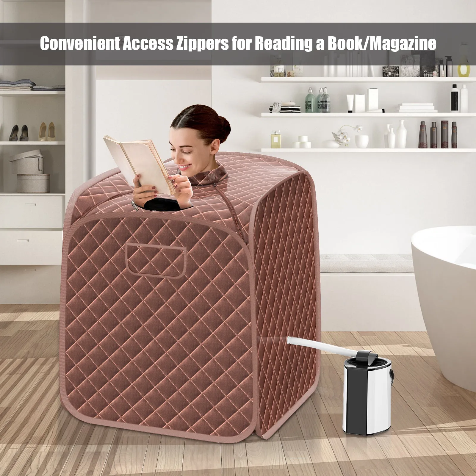 3L Folding Personal Spa Steam Pot with Chair-Brown