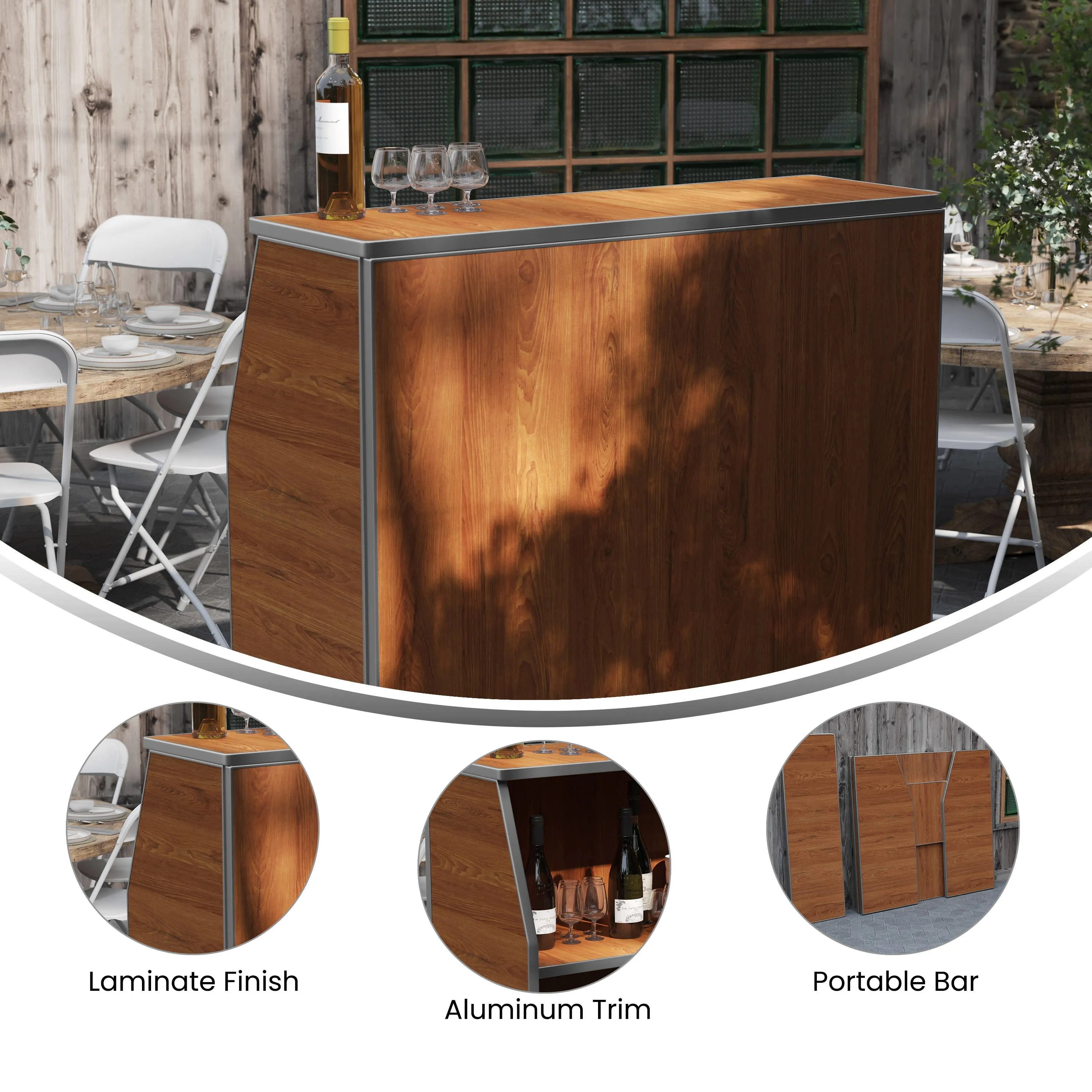 4' Laminate Foldable Bar - Portable Event Bar