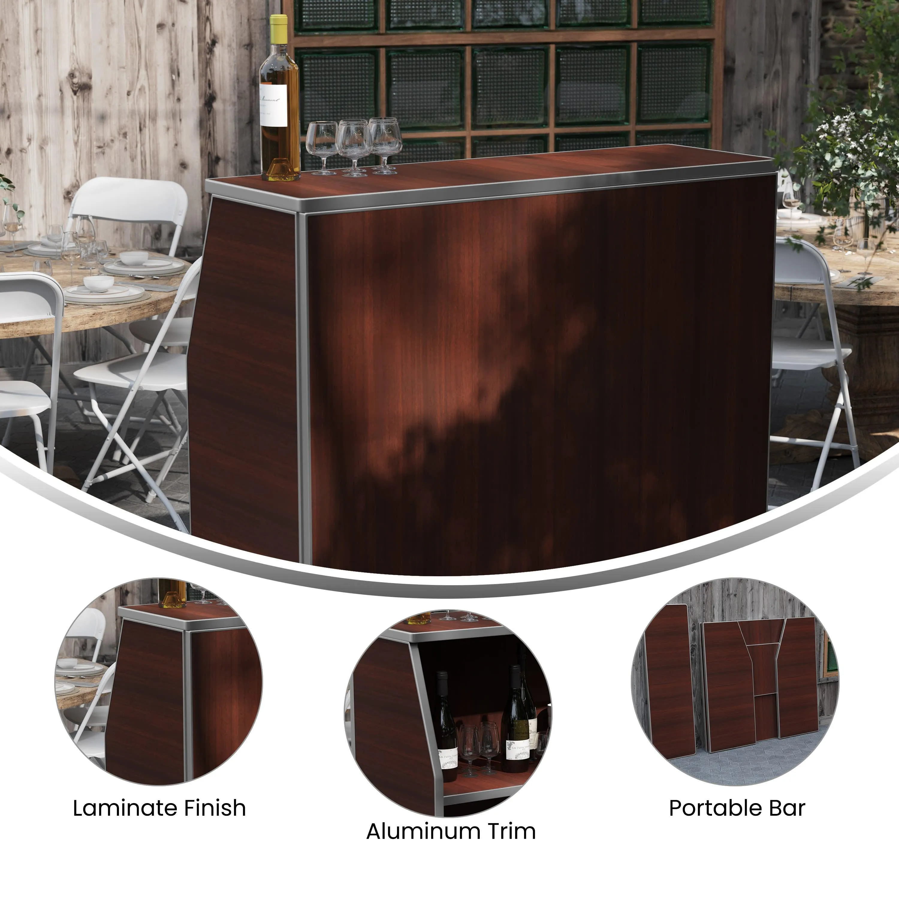 4' Laminate Foldable Bar - Portable Event Bar