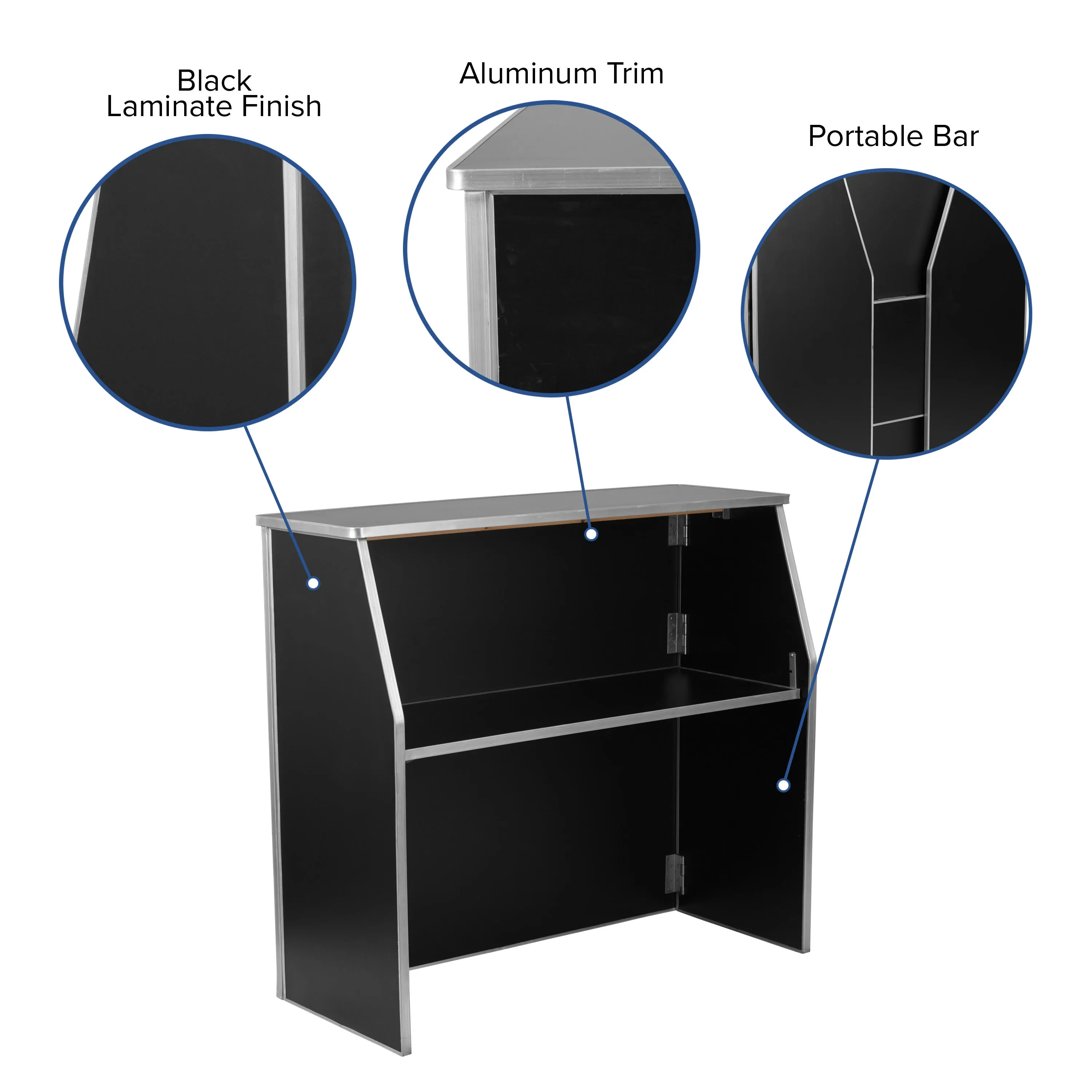 4' Laminate Foldable Bar - Portable Event Bar