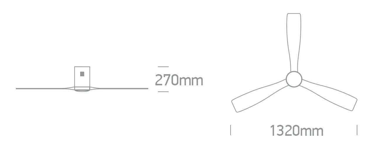 6314LC/B/V - Ceiling mounted fan complete with light wood blades.