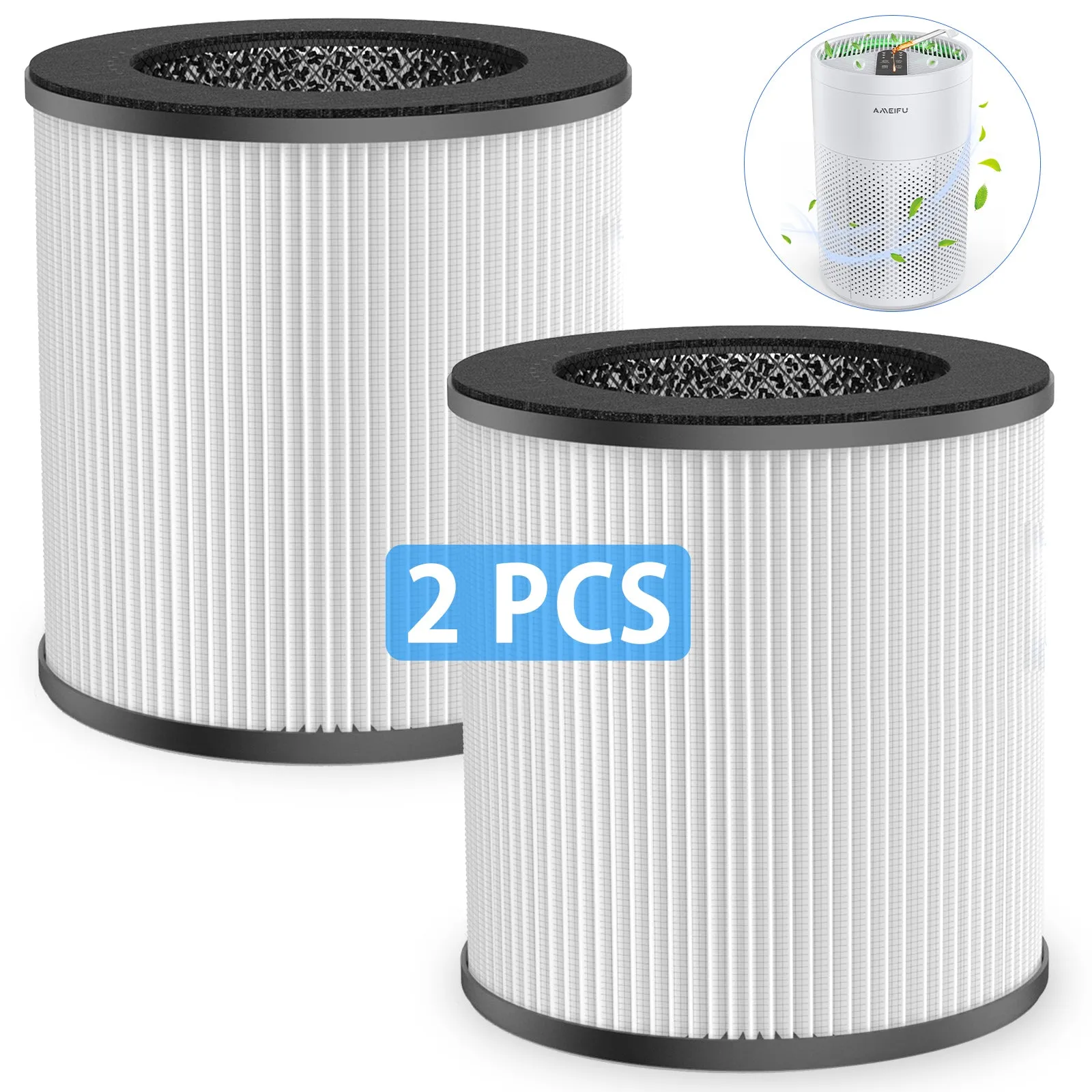 AMEIFU GDAP1W Air Purifier Replacement Filter, Air Cleaner Filter True HEPA Filter, White Black