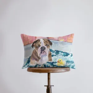 Bulldog Bath Time | Watercolor Bulldog | 18x12 | Pillow Cover | Home Decor | Custom Dog Pillow | Dog Lover Gift | Dog Mom Gift | Pillows