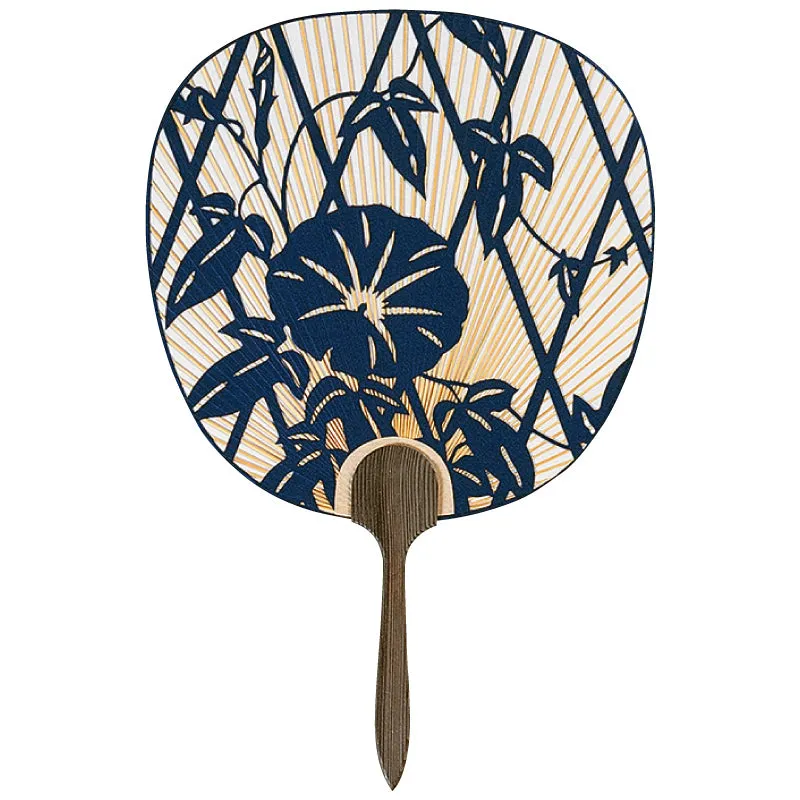 Cedar Washi Uchiwa Fan Asagao Navy