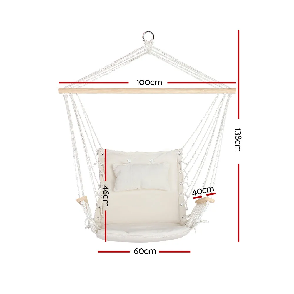 Comfy Padded Hammock Chair w/ Armrests, Cream - Gardeon