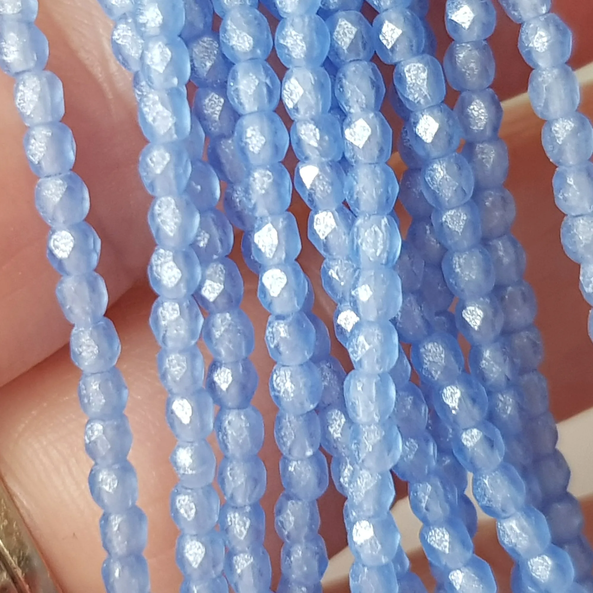 Czech Fire Polished 50 Bead Strand - Sapphire - Flash Pearl 2mm Round Faceted  | FP-02-S9C3005 | Beading Supply