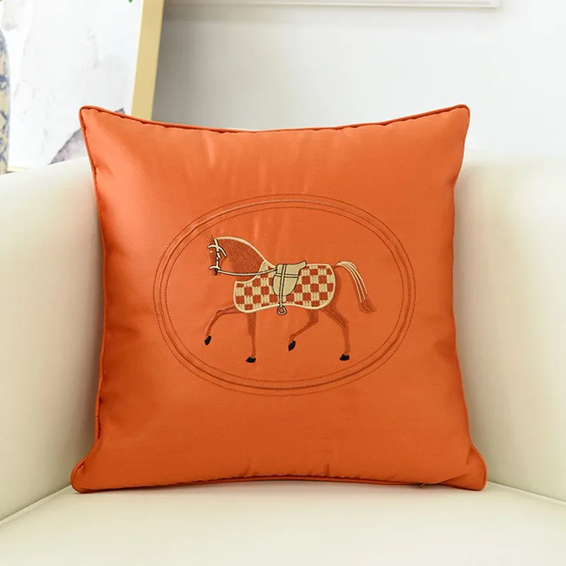 Embroider Horse Pillow Covers, Modern Decorative Throw Pillows, Horse Decorative Throw Pillows for Couch, Modern Sofa Decorative Pillows