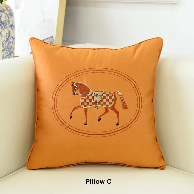 Embroider Horse Pillow Covers, Modern Decorative Throw Pillows, Horse Decorative Throw Pillows for Couch, Modern Sofa Decorative Pillows