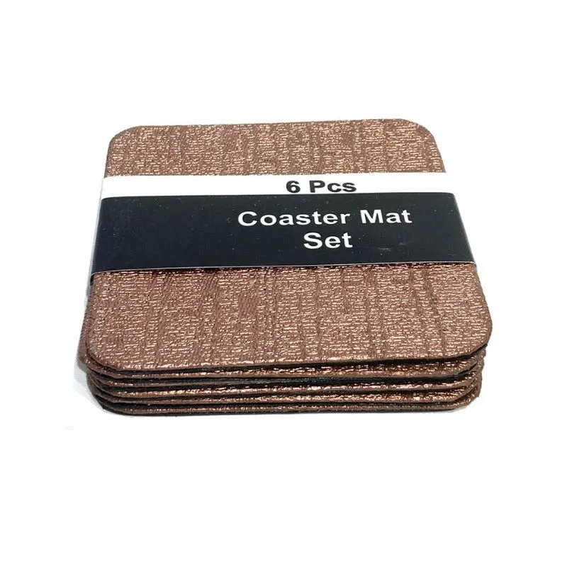 Faux Leather Coaster Mat Set Square (6 Pieces)