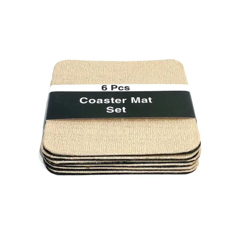 Faux Leather Coaster Mat Set Square (6 Pieces)