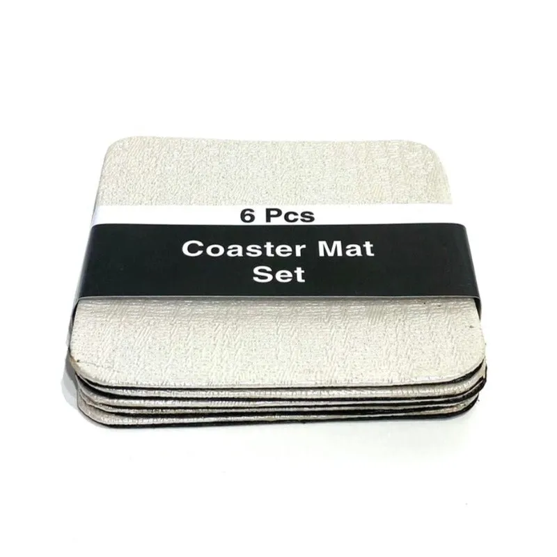 Faux Leather Coaster Mat Set Square (6 Pieces)