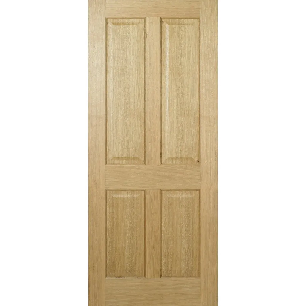 FD30 Fire Internal Door, Regency 4 Panel Oak Internal Door - No Raised Mouldings - 1/2 Hour Fire Rated - Prefinished