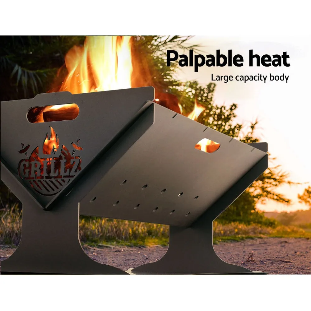 Foldable Steel Fire Pit BBQ Grill - Portable | Grillz