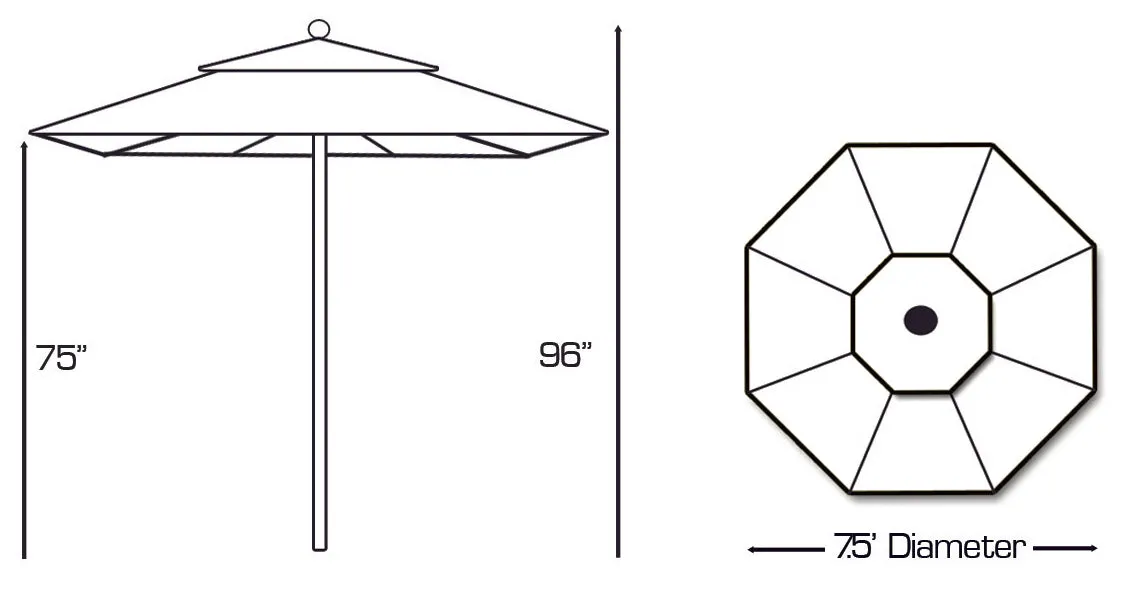 Galtech 722 7.5' Deluxe Commercial Manual Lift Outdoor Market Umbrella