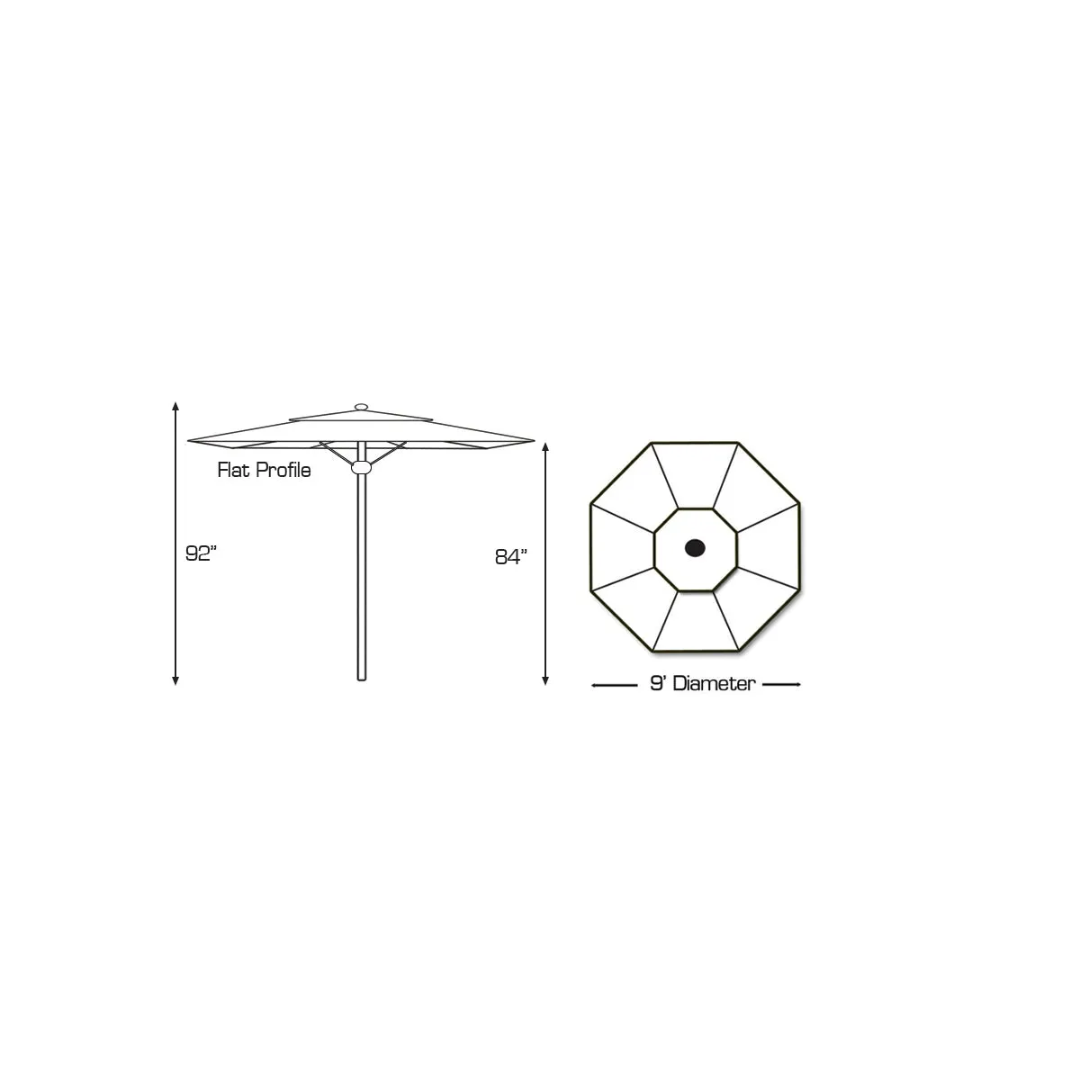 Galtech 732 9' Deluxe Commercial Manual Lift Outdoor Market Umbrella