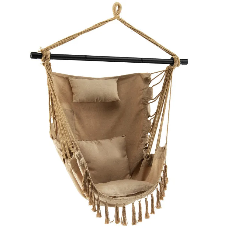 Hanging Rope Swing Chair with Soft Pillow and Cushions(clearance)