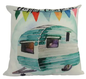 Happy Camper | Teal | Pillow Cover | Camper Decorations | Throw Pillow | Vintage Camper | Wander Lust | Camper Gifts | Camper Decor