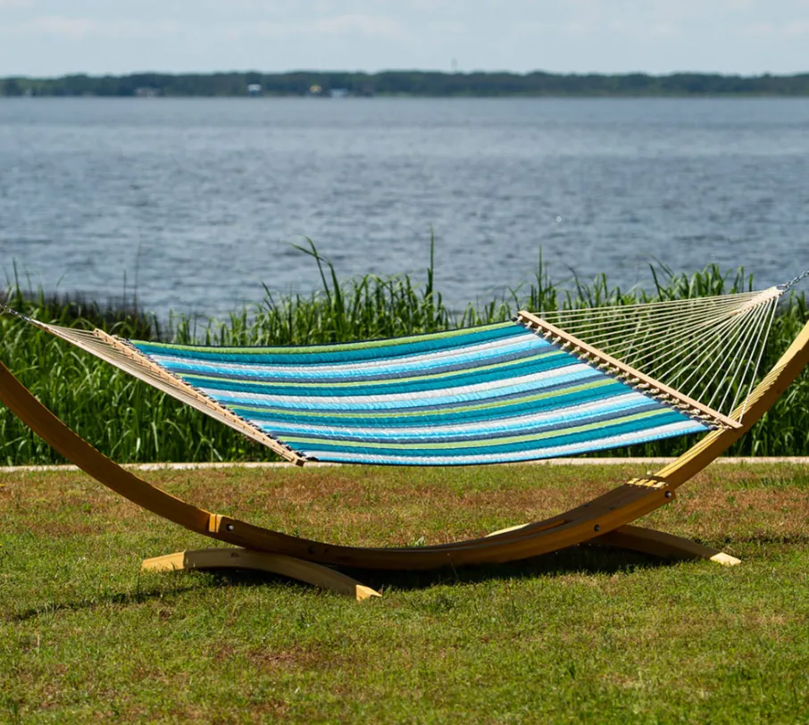 Hatteras Hammocks Large Quilted Fabric Hammock - Sunbrella Expanded Calypso