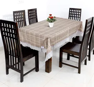 Heart Home Check Print PVC Dining Table Cover/Table Cloth for Home Decorative Luxurious 6 Seater, 60"x90" (Sand) 54HH4273.