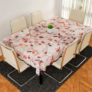 Heart Home Dining Table Cover | Net Shinning Polyester Special Leaf Print | Table Protector Cover for Top Decoration | 60x90 Inch | Cream & Brown