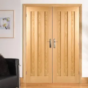 Idaho Oak 3 Panel Fire Internal Door Pair - 30 Minute Fire Rated