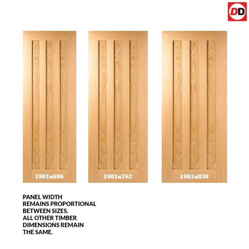 Idaho Oak 3 Panel Fire Internal Door Pair - 30 Minute Fire Rated