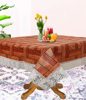 Kuber Industries 40"x60" Wooden Design PVC Waterproof, Antislip & Wipe Clean Center Table Cover for 4 Seater (Brown)-HS43KUBMART25574