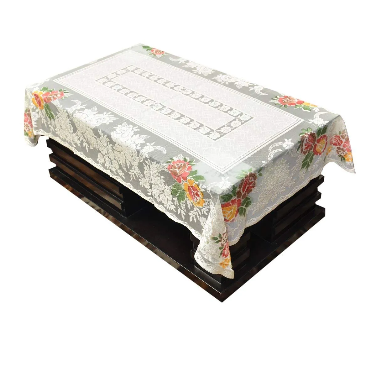 Kuber Industries Center Table Cover|Cotton Center Table Cover for Living Room|Table Cloth for 4 Seater|Cream