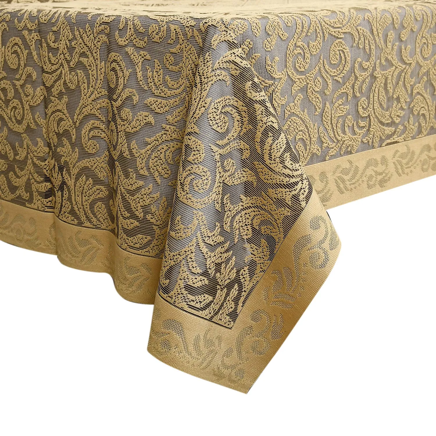 Kuber Industries Center Table Cover|Cotton Center Table Cover for Living Room|Table Cloth for 4 Seater|Gold