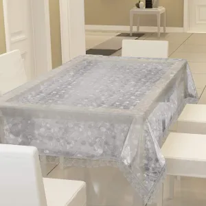 Kuber Industries Dining Table Cover 6 Seater|Table Cloth|Table Cover for Home, Restaurant|(Silver)