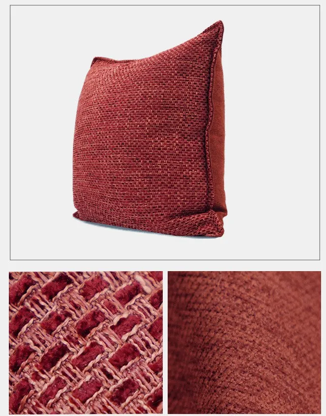 Large Square Modern Throw Pillows for Couch, Red Contemporary Modern Sofa Pillows, Simple Decorative Throw Pillows, Large Throw Pillow for Interior Design