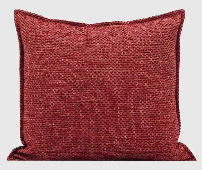 Large Square Modern Throw Pillows for Couch, Red Contemporary Modern Sofa Pillows, Simple Decorative Throw Pillows, Large Throw Pillow for Interior Design