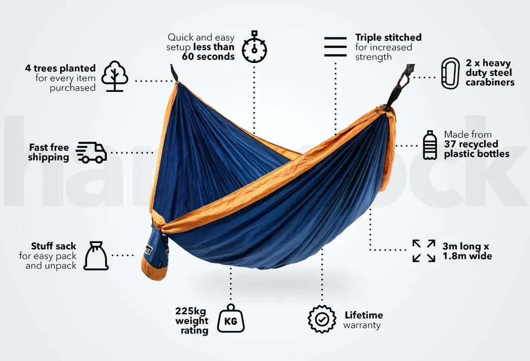 NAKIE RIVER BLUE - RECYCLED HAMMOCK WITH STRAPS