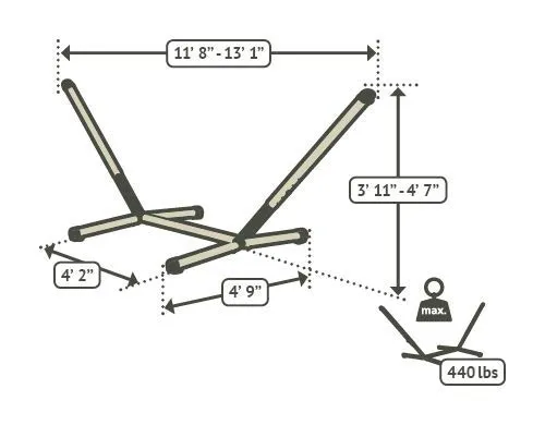 Nautico Cool Grey Powder Coated Steel Hammock Stand for Kingsize Hammocks - LA SIESTA