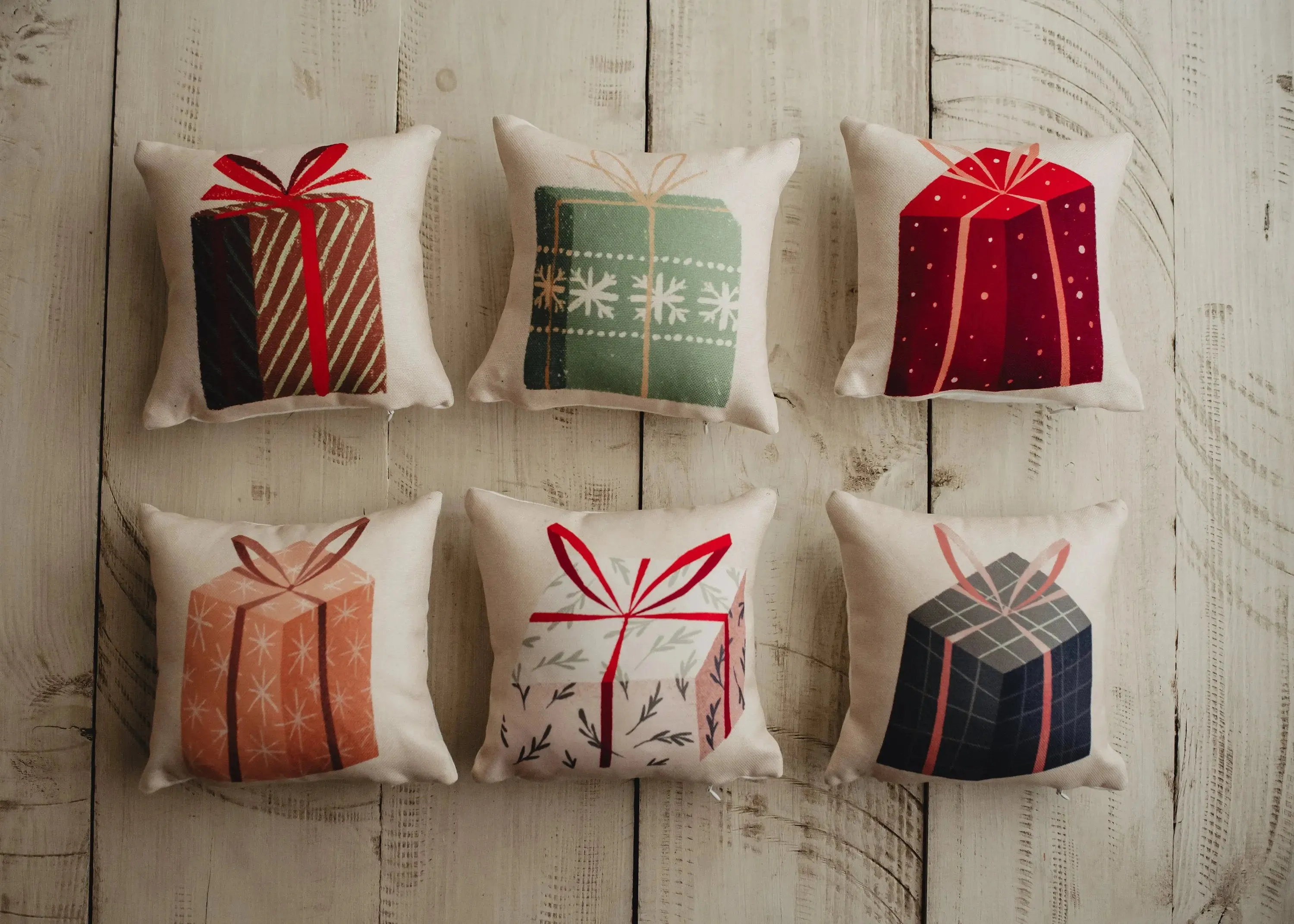 Nordic Mini Red Gift Pillow | 8x8 | Small Pillows | Small Throw Pillows | Sister Gift | Grandma Gift | Best Friend Christmas Gift | Mom Gift