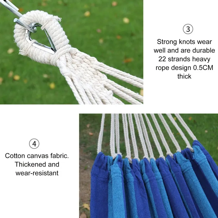 Outdoor Double Thickened Canvas Hammock Indoor Swing with Detachable Curved Rod, Size:200x100cm(Dark Blue)