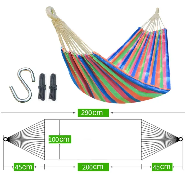 Outdoor Double Thickened Canvas Hammock Indoor Swing with Detachable Curved Rod, Size:200x100cm(Dark Blue)