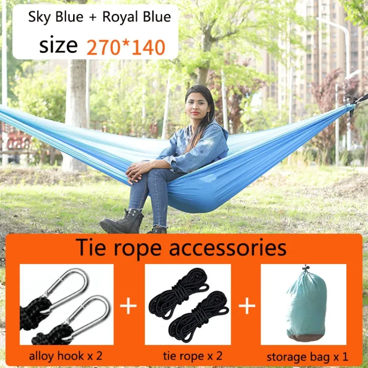 Outdoor Hammock Nylon Parachute Cloth Travel Camping Swing, Style: 2.7m x 1.4m (Sky Blue Royal Blue)