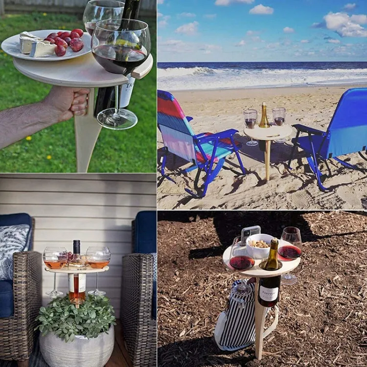 Outdoor Portable Folding Wine Table Outdoor Beach Table, Colour: Double Layer Black