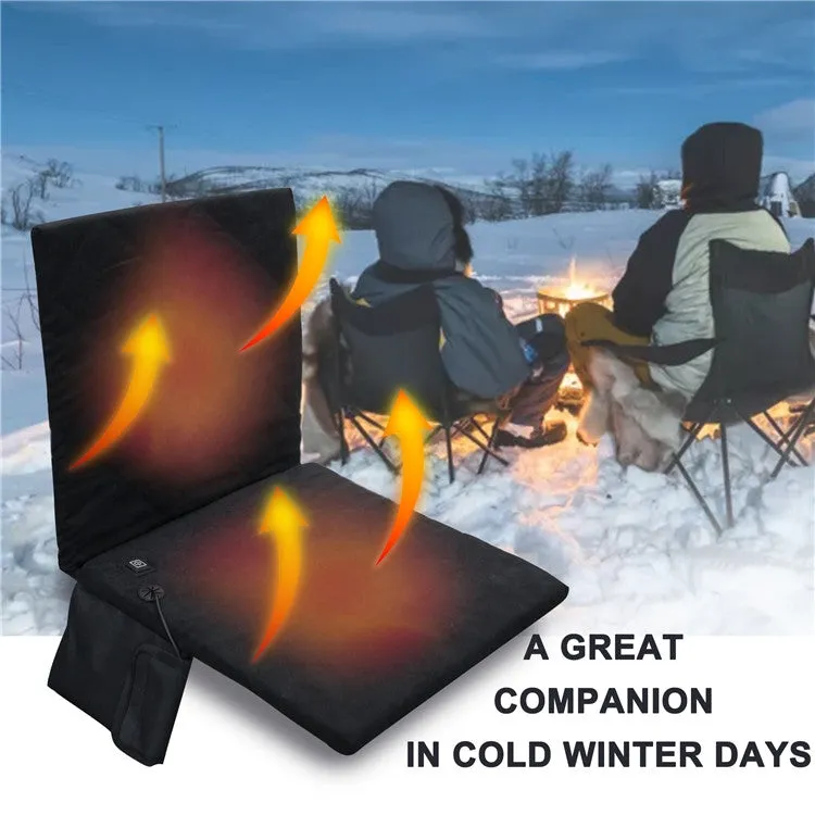 Outdoor Winter Camping Warm USB Heating Cushions With Backrest(Khaki)