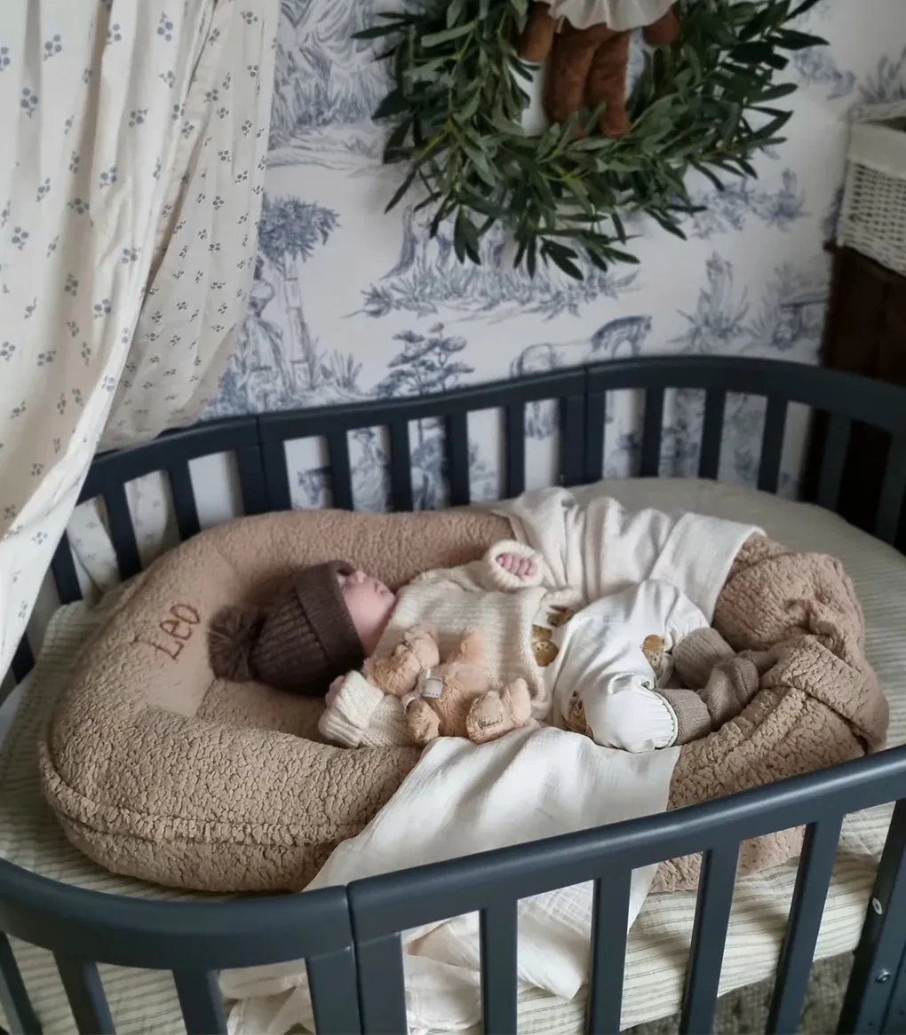 Personalised Soft Bouclé Baby Nest - Beige - MADE TO ORDER