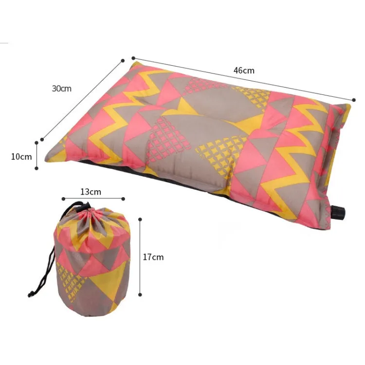 Portable Ethnic Style Automatic Inflatable Pillows Outdoor Camping Tent Camping Equipment Car Travel Pillows(Orange Stripes)