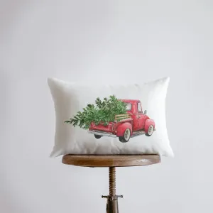 Red Christmas Truck Driving Away | Christmas | 12x18 | Red Truck | Christmas Decor | Throw Pillow | Home | Christmas tree | Christmas Gifts