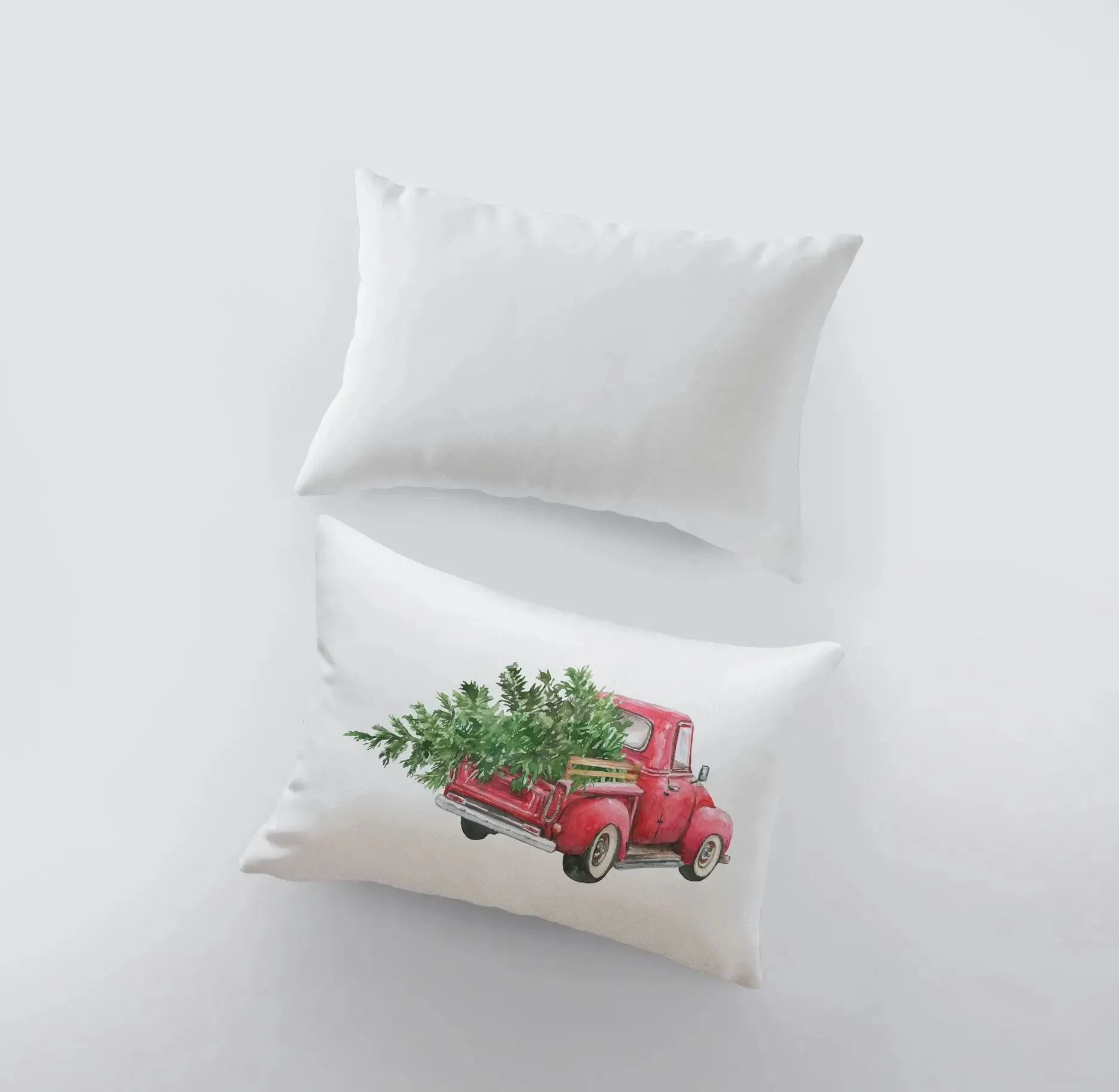 Red Christmas Truck Driving Away | Christmas | 12x18 | Red Truck | Christmas Decor | Throw Pillow | Home | Christmas tree | Christmas Gifts