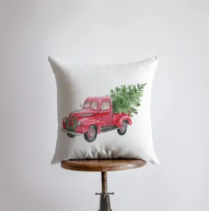 Red Christmas Truck with Tree Sideview | Pillow Cover | Red Truck | Christmas Decor | Throw Pillow | Home Decor | Rustic Christmas Decor