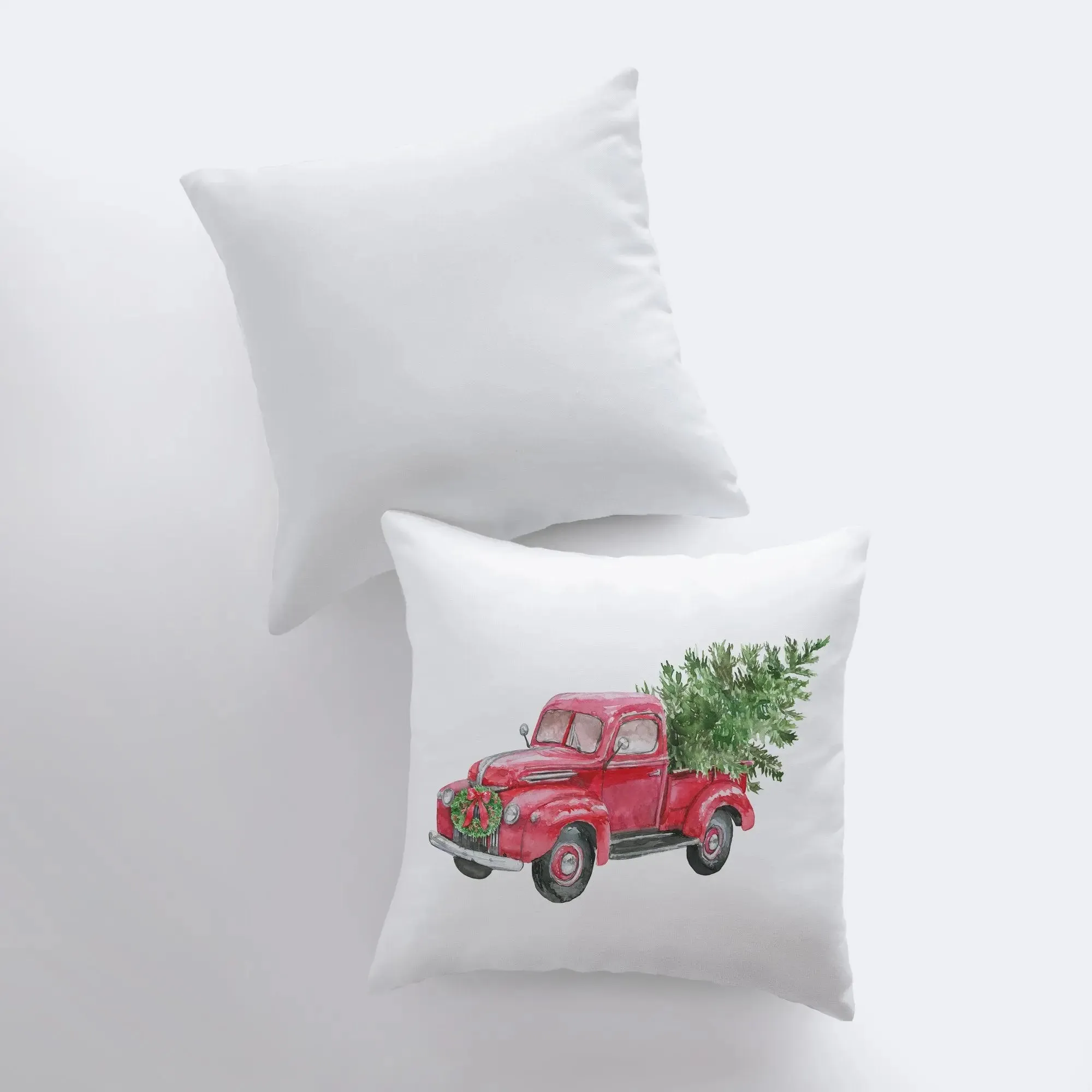 Red Christmas Truck with Tree Sideview | Pillow Cover | Red Truck | Christmas Decor | Throw Pillow | Home Decor | Rustic Christmas Decor