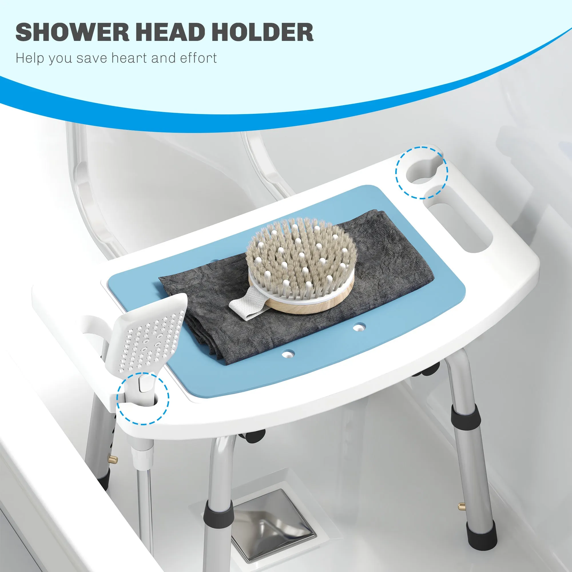 Shower Stool for Elderly Disabled Adjustable Shower Stool Light Blue